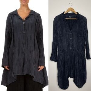 Grizas | Crinkled Linen Silk Blend Lagenlook Top